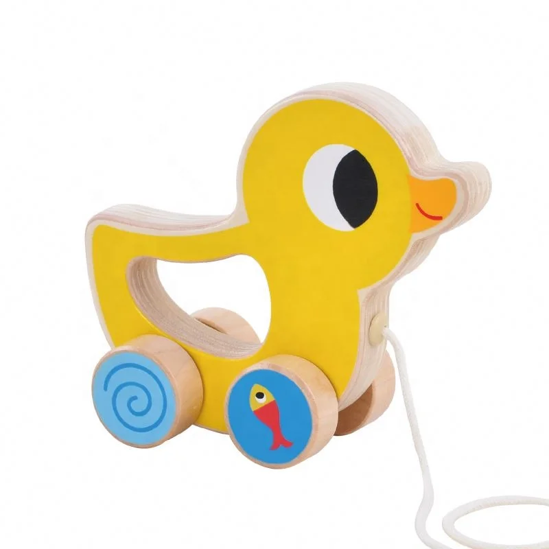 Montessori Toys Animal Duck Shape wooden Pull Along Toy