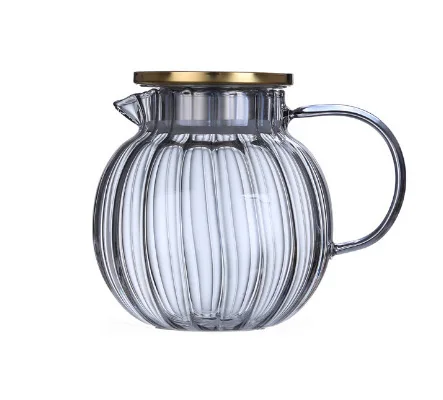 Hot sale household borosilicate glass 1300ml with lid stainless steel strainer juice glass teapot stovetop and microwave safe