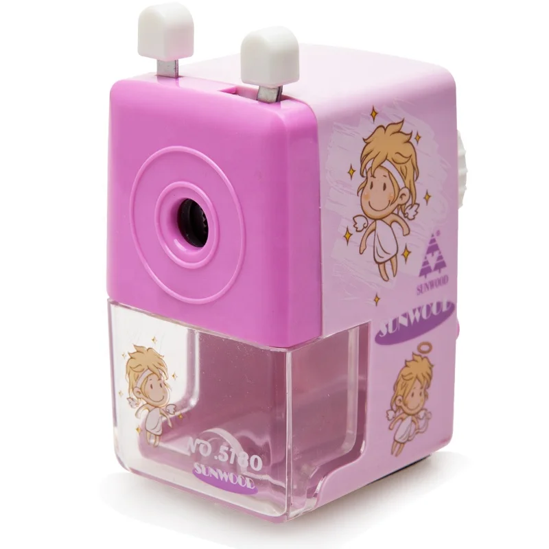 SUNWOOD Manual Pencil Sharpener Machine Plastic for Classroom Kids School Office and Teacher Supplies 5180 Pink