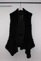 Fashion Wholesale Knitted Faux Rabbit Fur Gilet Waistcoat Winter Woman Warm Faux Fur Vest Girls