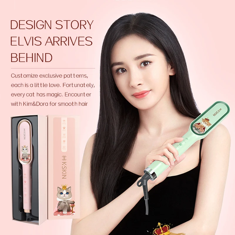 2022 Steam customizable hair straightener flat iron for straight hair and curly hair led displays