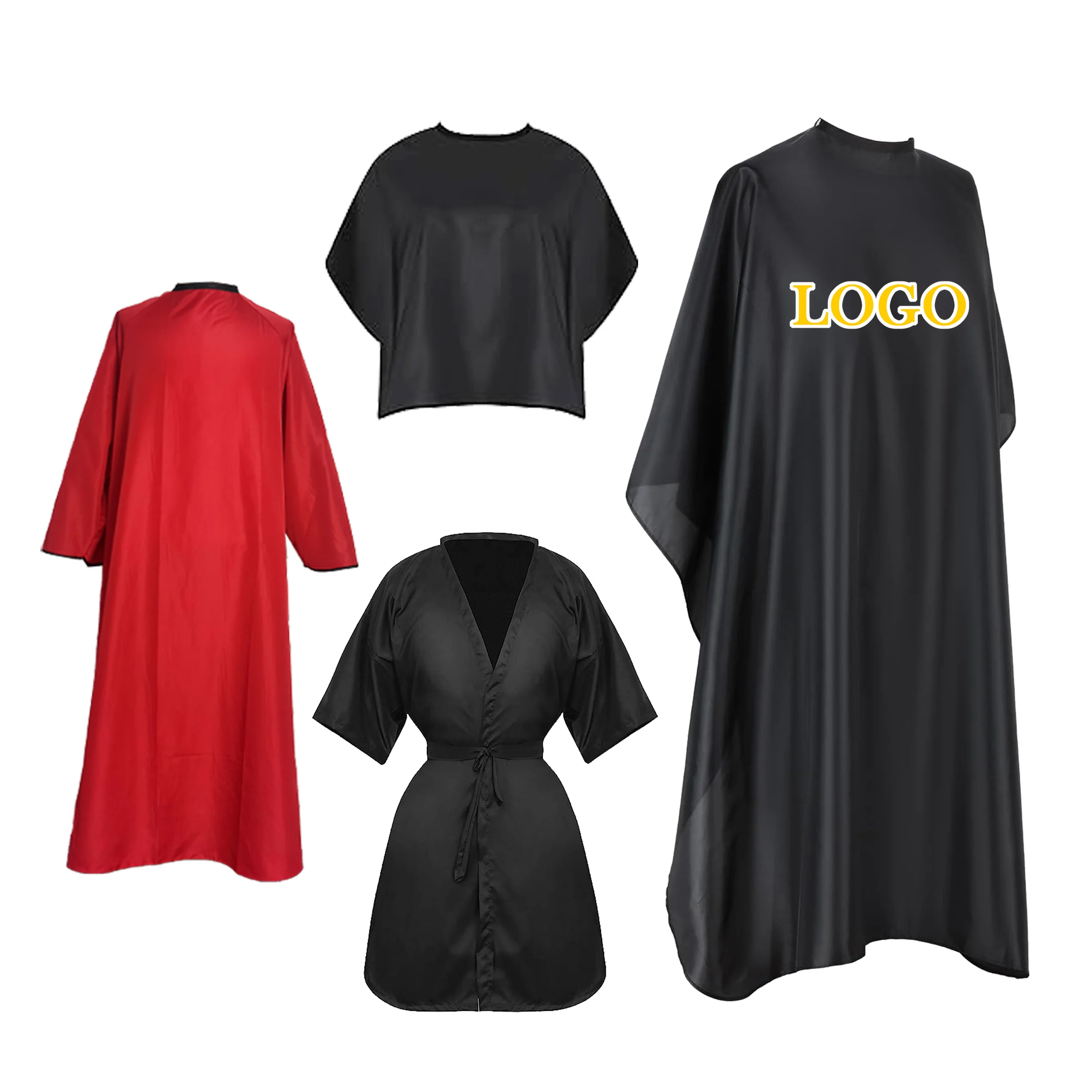 Барбершоп лучший выбор водонепроницаемый легко Очищаемый индивидуальный логотип салон красоты спа-салон халат накидка для парикмахерской бесплатно