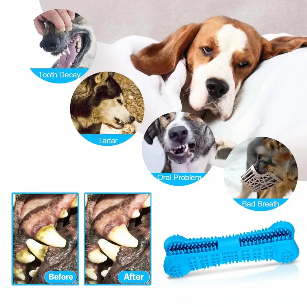 Dog Chew Toy Toothbrush Rubber Puppy Molar Tooth Stick Pet Toys Teeth Cleaning Dog Training Toys for Small Medium Dogs