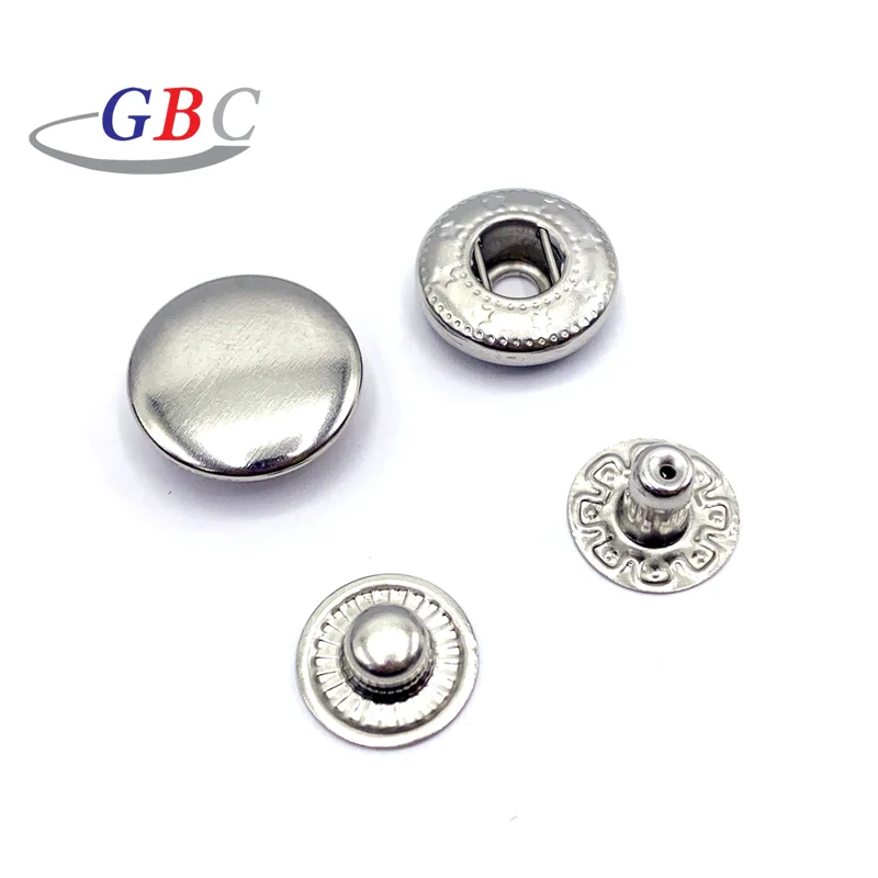 Different size metal press stud snap fasteners for clothes