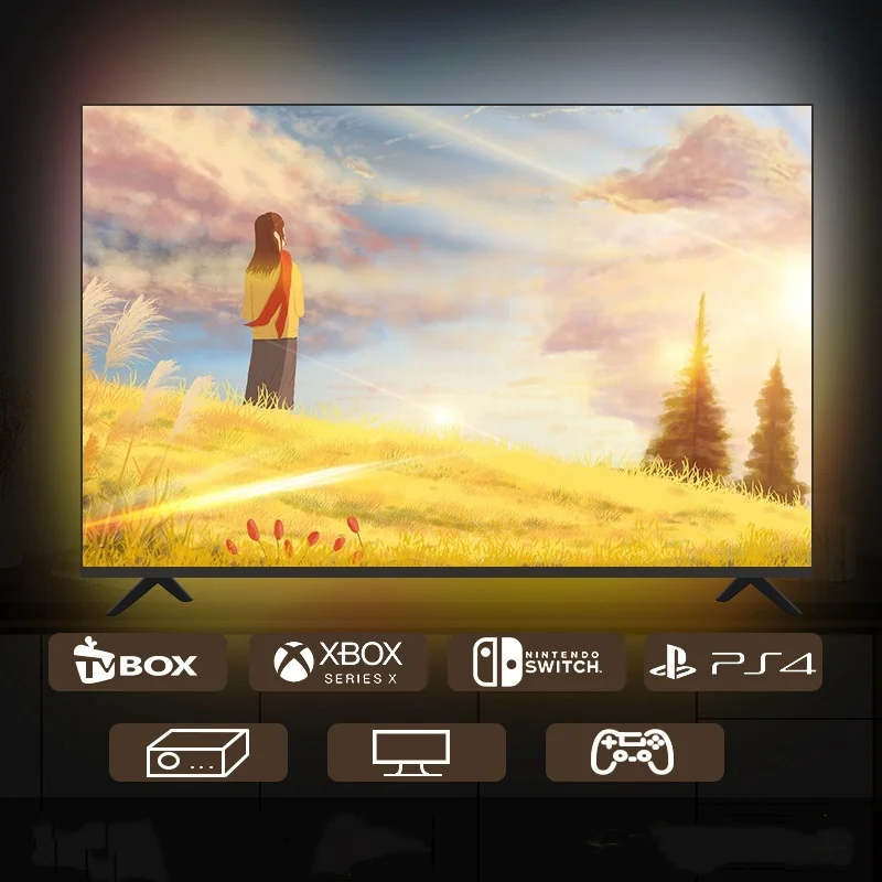 HDMI 2.0 led Sync box Screen Lighting Kit For TV Smart Music Ambient TV Backlights WiFi Dream Color RGBIC TV LED Strip Lights