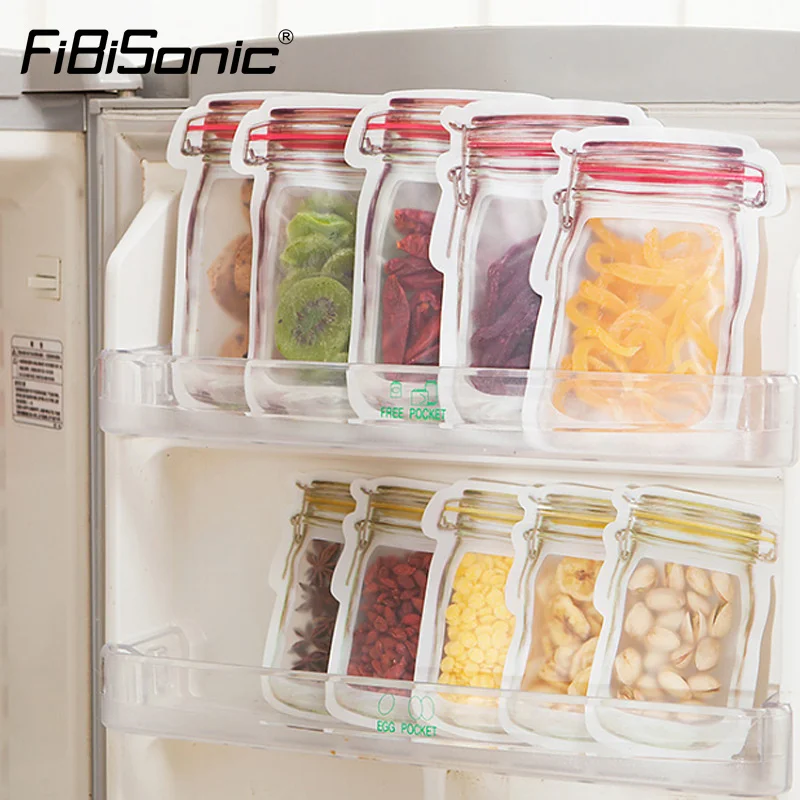 FiBiSonic Reusable Mason Jar Bottles Bags Nuts Candy Cookies Bag Waterproof Seal Fresh Food Storage Bag