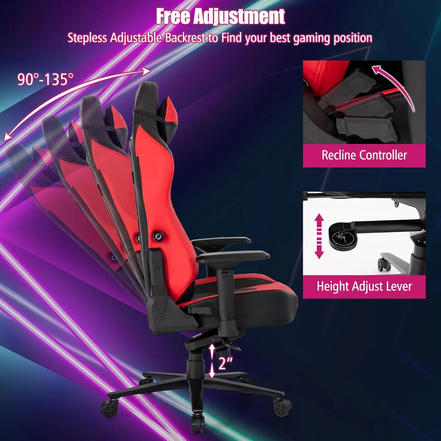 3-in-1 PC Gaming Headset Stand Free Gaming Chair Big Tall Fat Widen Cushions Computer Racing Chairs with Heavy Duty Steel Base