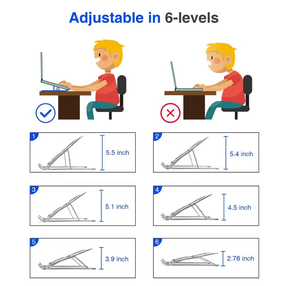  ergonomic foldable height portable stand lifting aluminum