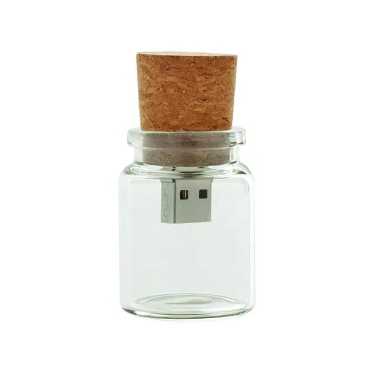 Popular 4GB 8GB 16 GB Transparent Glass USB Flash Drive Portable Drift Bottle Memory Stick 4 in 1 usb Flash Drive