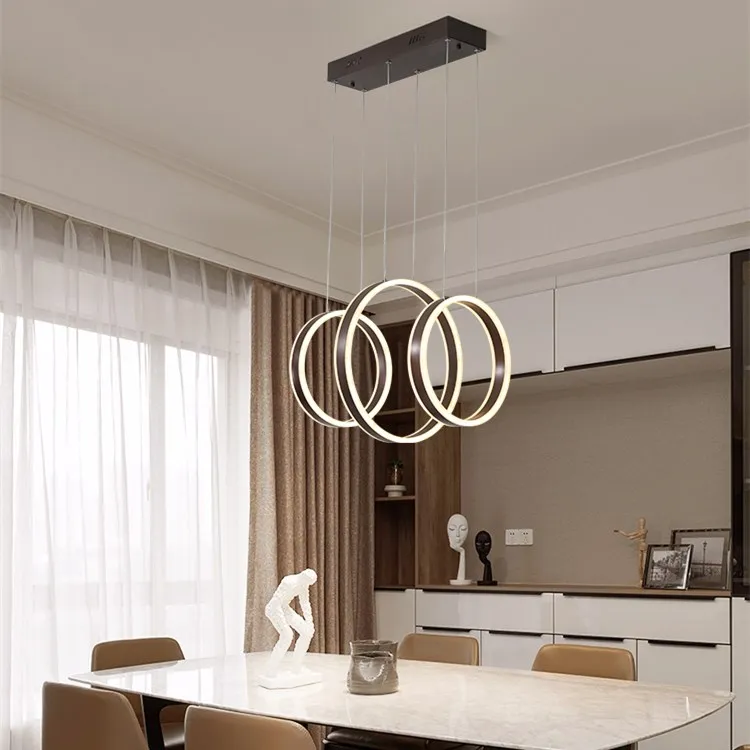 Restaurant balcony living room pendant light brown and gold chandelier modern minimalist chandelier
