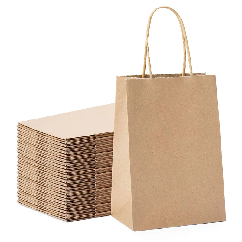 China Manufacturers Custom Printing Cheap Shopping Carry Packaging Recycled Brown Kraft Paper Bags For Coffee Brand Food Grocery