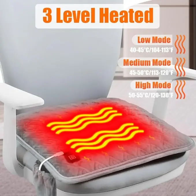 Upgrade 3-Level Adjustment Cordless Heating Cushion Electric Therapy Portable Foldable Bench Bleachers Outdoor Camping Hotels