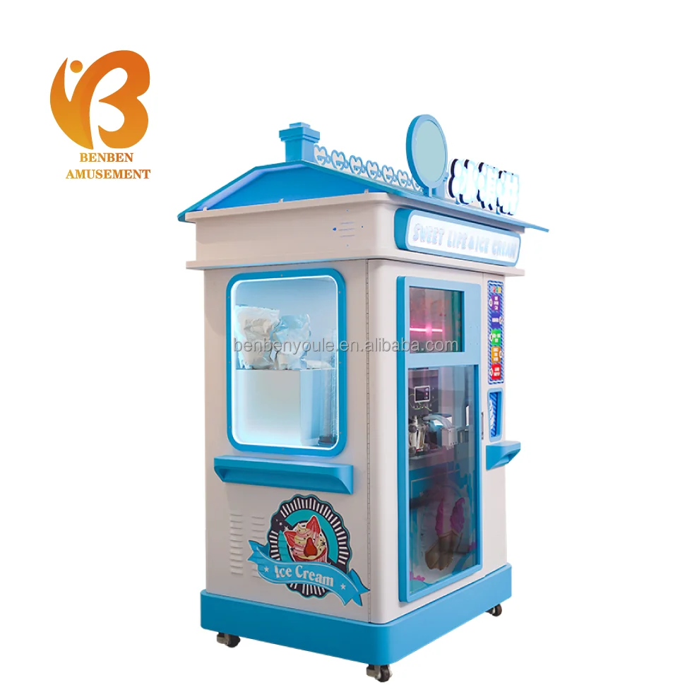 Customized 24-Hour Self-Service Smart Fully Automatic Ice Cream Maker Touch Screen Robot Soft Ice Cream Vending Machine