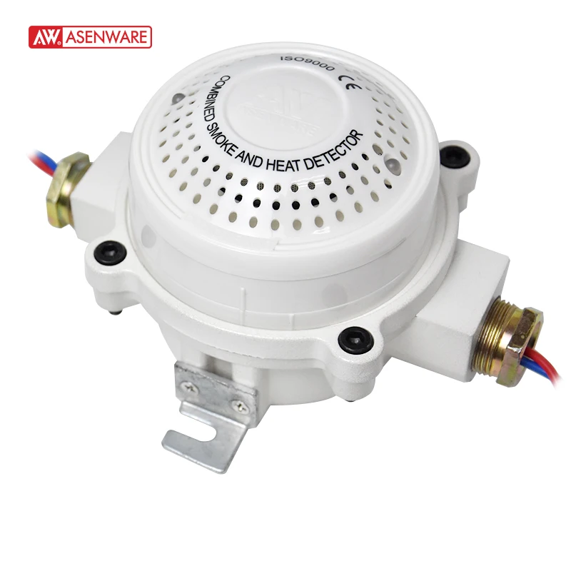 Asenware ATEX approved G20 24VDC ABSWhite conventional Industrial Explosion proof smoke and Rate of Heat detector for fire alarm