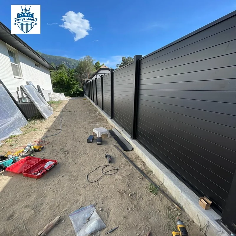 Outdoor customized black Metal Backyard Privacy Garden Farm aluminum horizontal slat panels Privacy slat fence panels