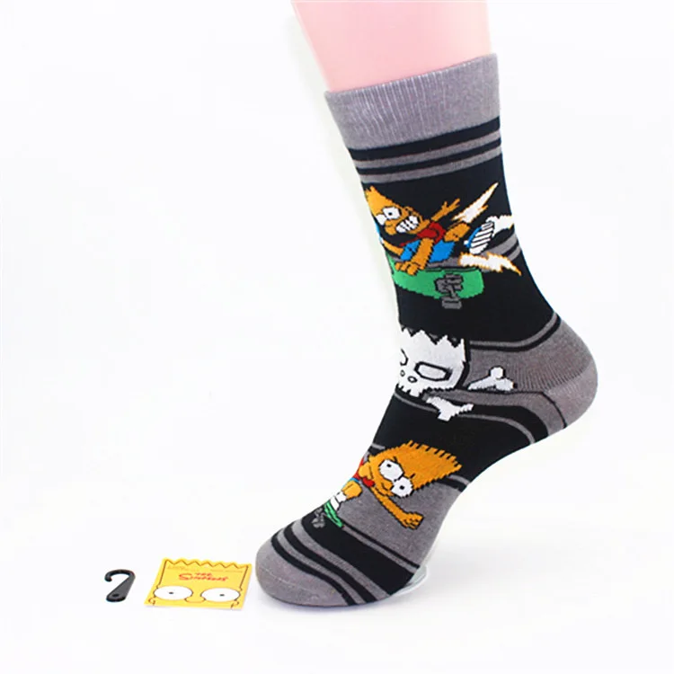 Casual  Cotton custom logo  happy dress sox multicolor cartoon  fashion mens womens sports school crew socks