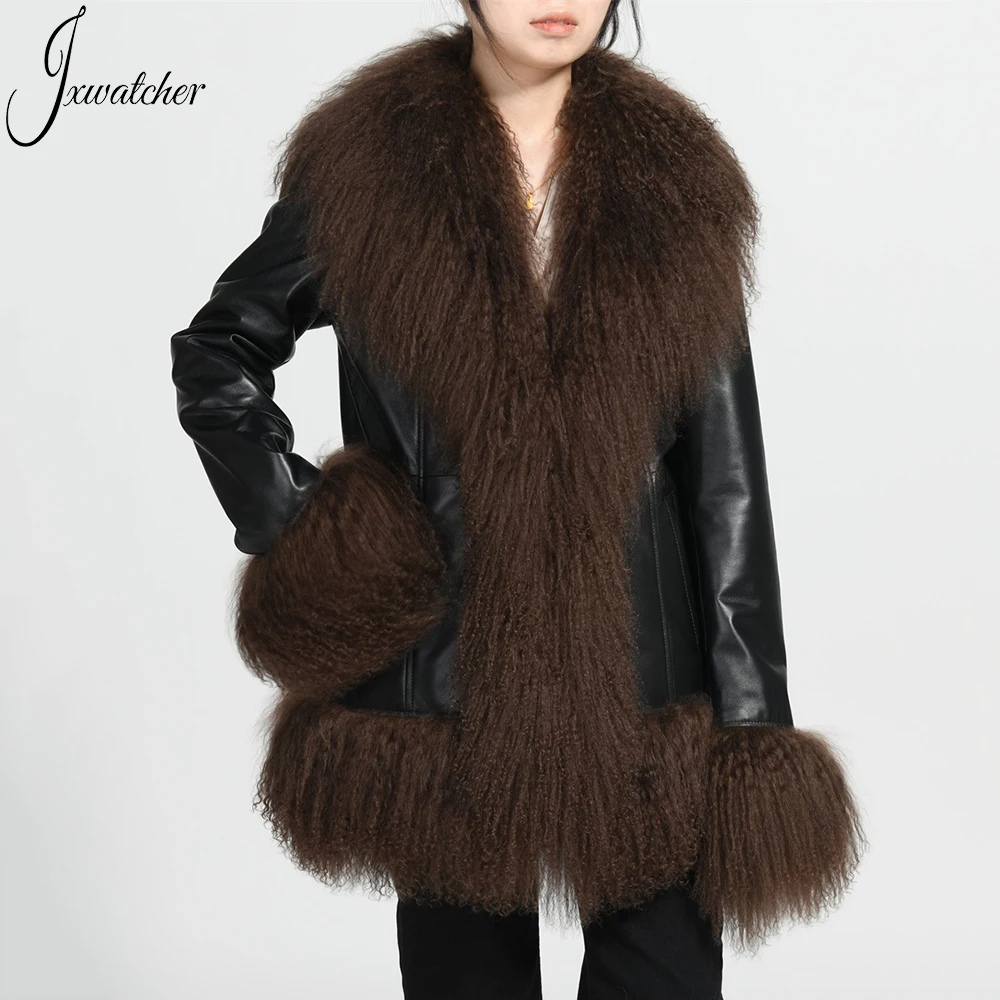 Winter Warm High Quality Wholesale Genuine Sheep Leather Jackets Wholesale Mongolian Fur Leather Woman Jacket