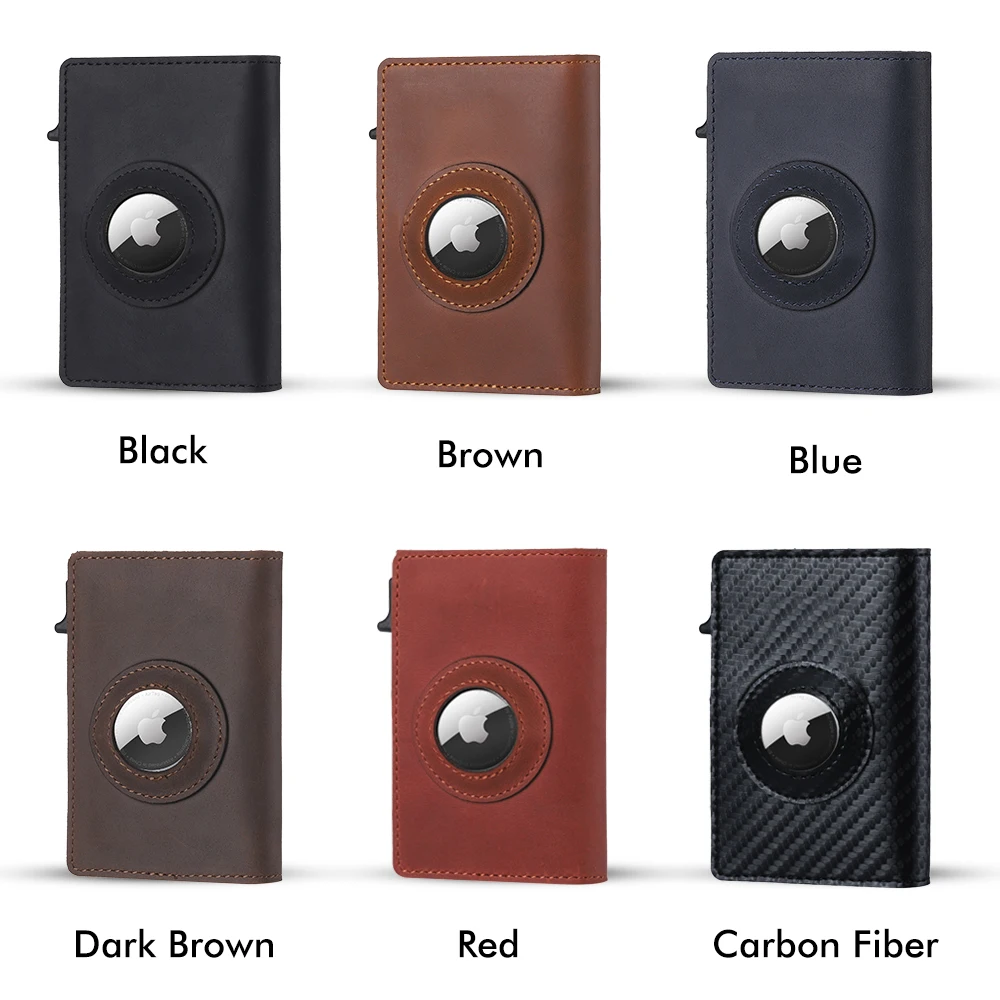 Casekey новейший модный смарт выдвижной бумажник из углеродного волокна и кожи с биркой RFID металлический блокирующий Apple Airtag держатель