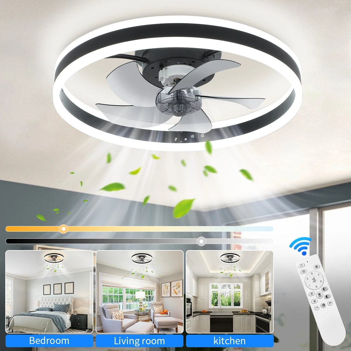 Световой лепесток потолочный вентилятор свет спальня Невидимый Ресторан преобразование частоты бесшумное с дистанционным управлением