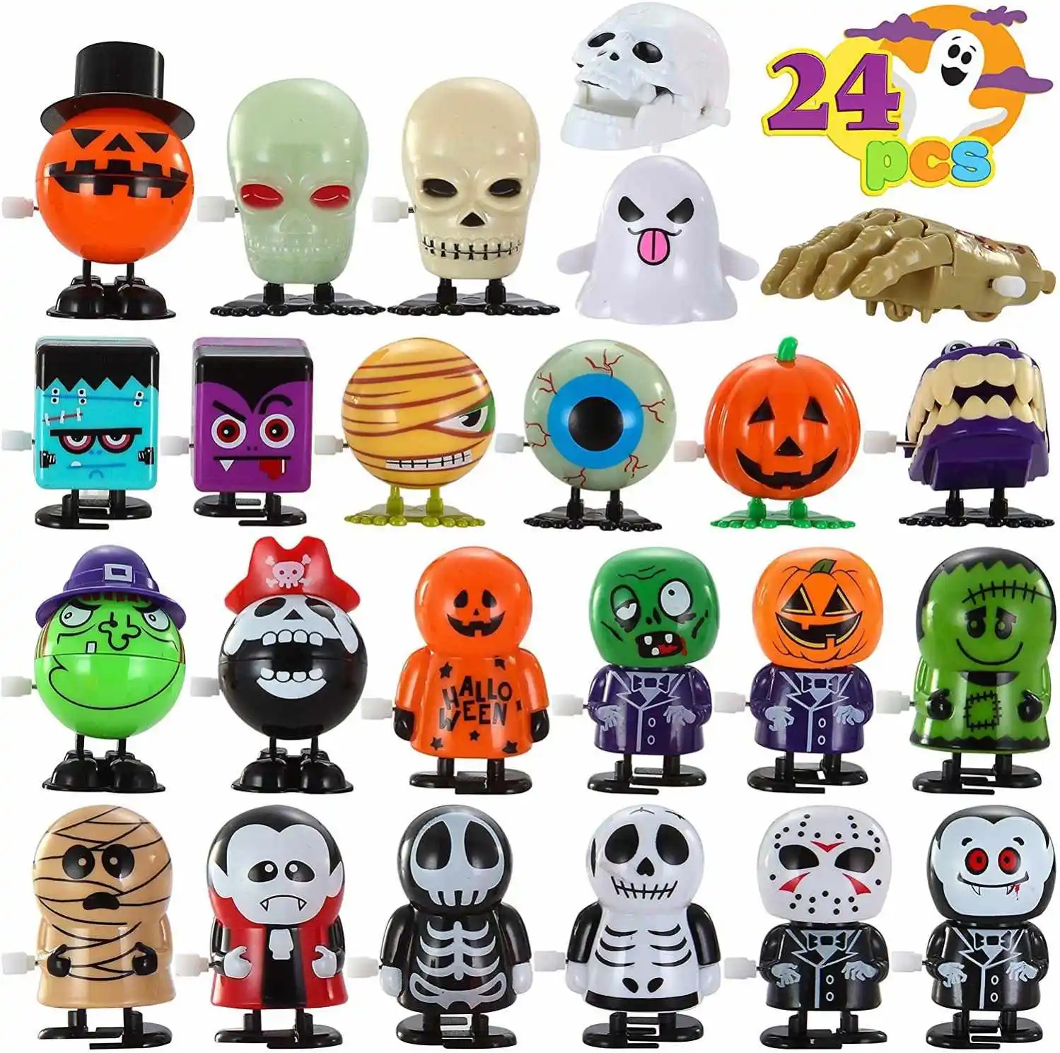 Funny Cute Jumping Clockwork Wind-up Plastic Dolls Kids Halloween Gifts Toys