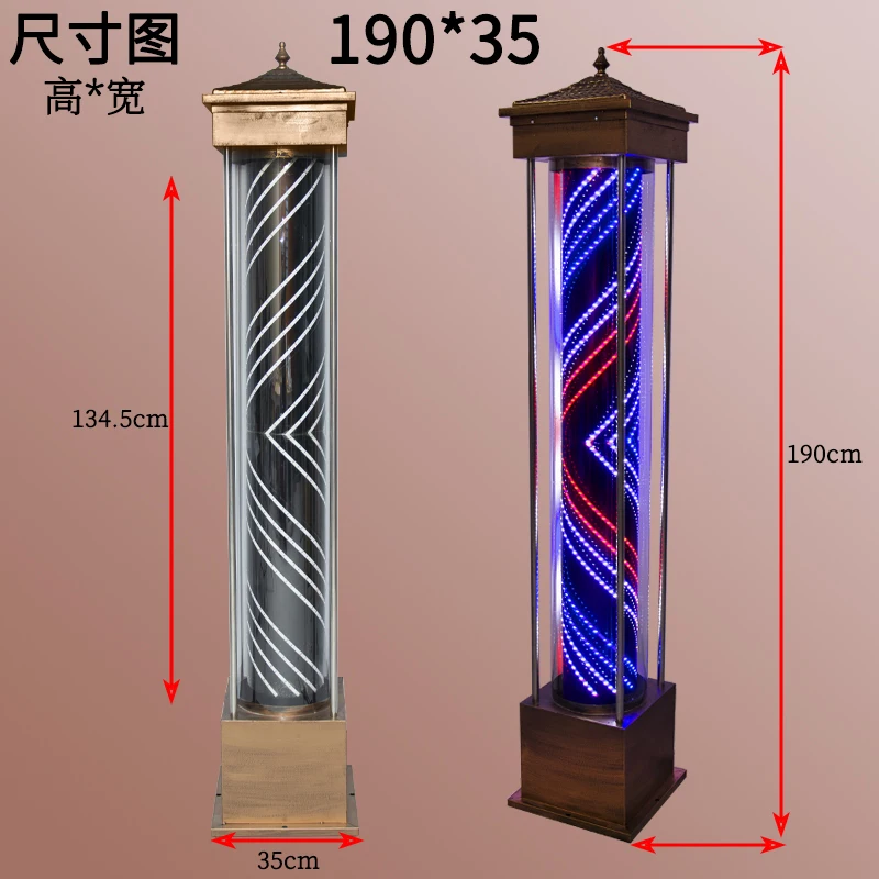 fovnci hair salon sign barber lamps custom large size 190cm 210cm rotating barbershop barber pole with glass material