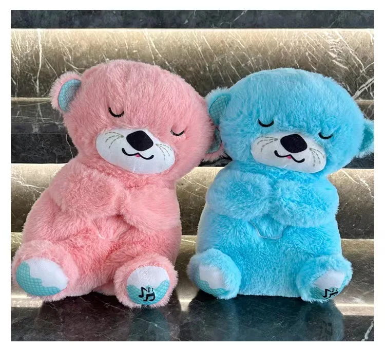 Rhythmic Portable plush sleep Heartbeat Dreamy Bear Baby Cry Sensor Lullabies Songs Musical Breathing Bear