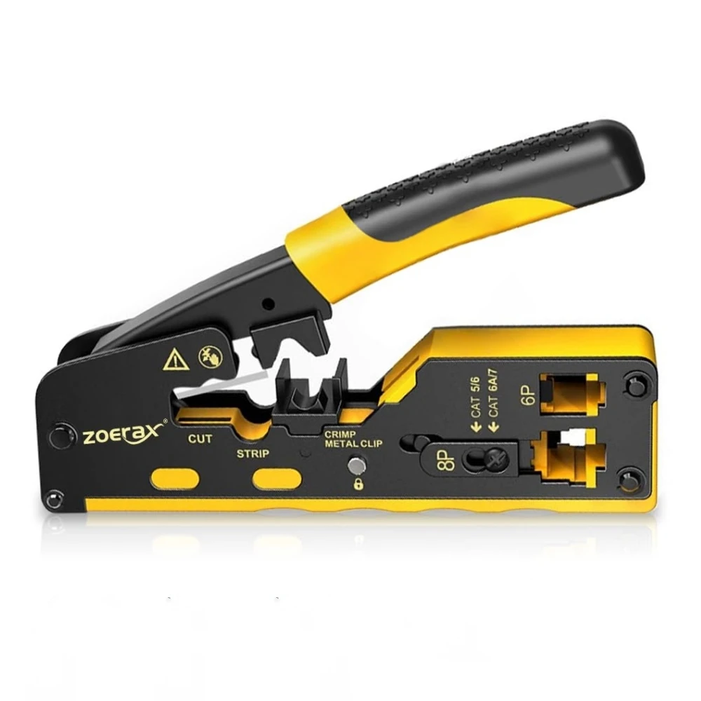 8P 6P RJ45 RJ12 RJ11 Pass Through Crimping Tool for Cat7 Cat6A Cat6 Cat5e Connector Modular Crimper Ethernet Wire Cutter Crimper