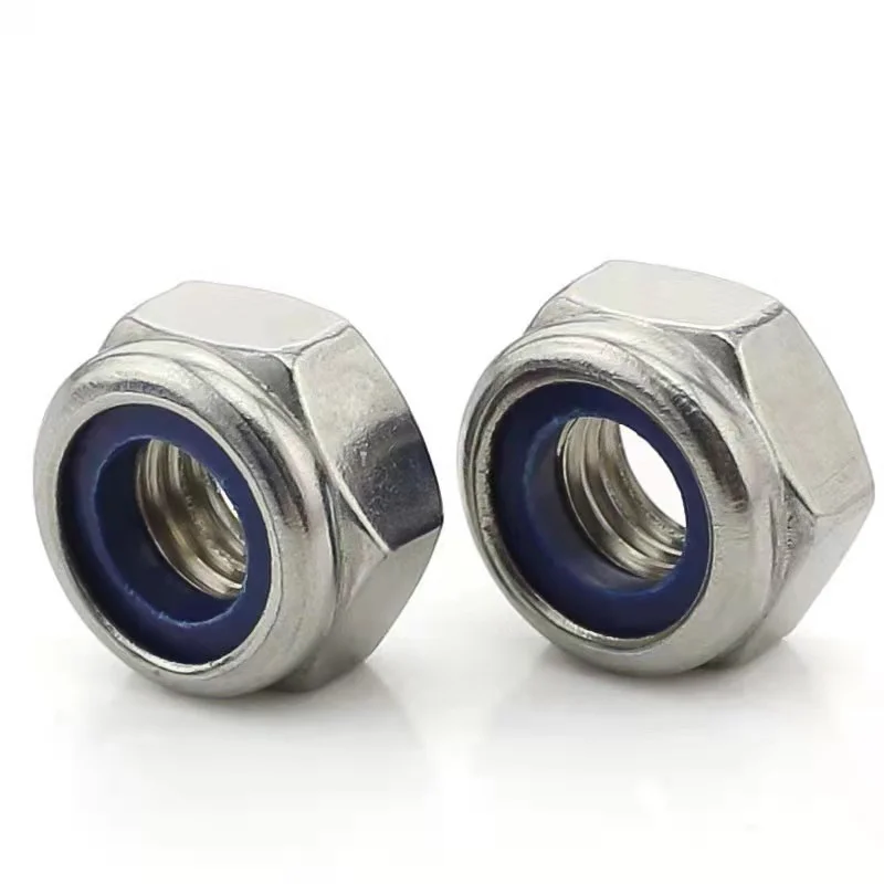 DIN985 Stainless Steel Hex Nylock Nut M5 M6 M8 M12 Hexagon Lock Nut High Quality Nylon Insert Nylock Nuts