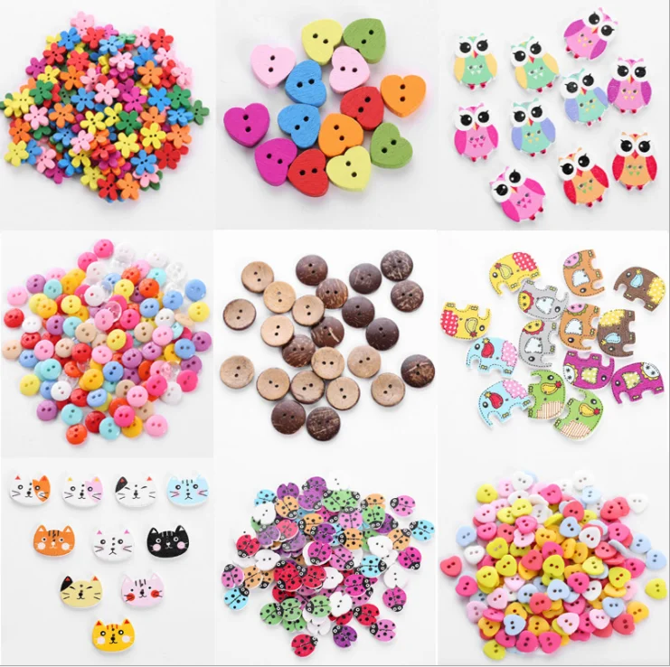 Various color buttons wooden for sale