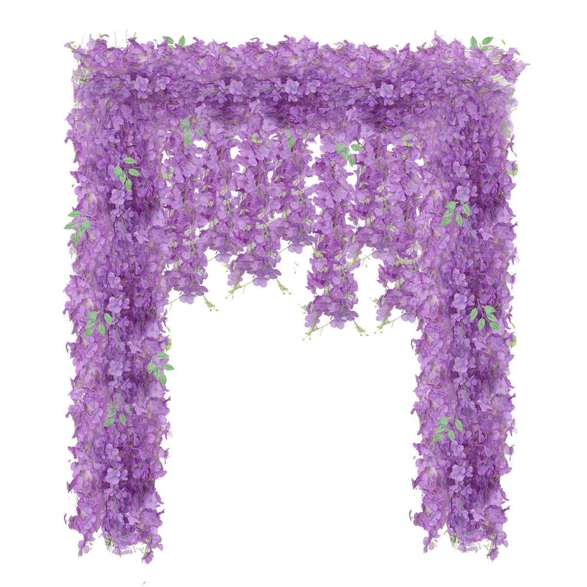 BHY0226-6-Purple Wedding Party Home Decorations Hanging Flower Faux 3 Branches Purple Vines Artificial Wisteria Flower