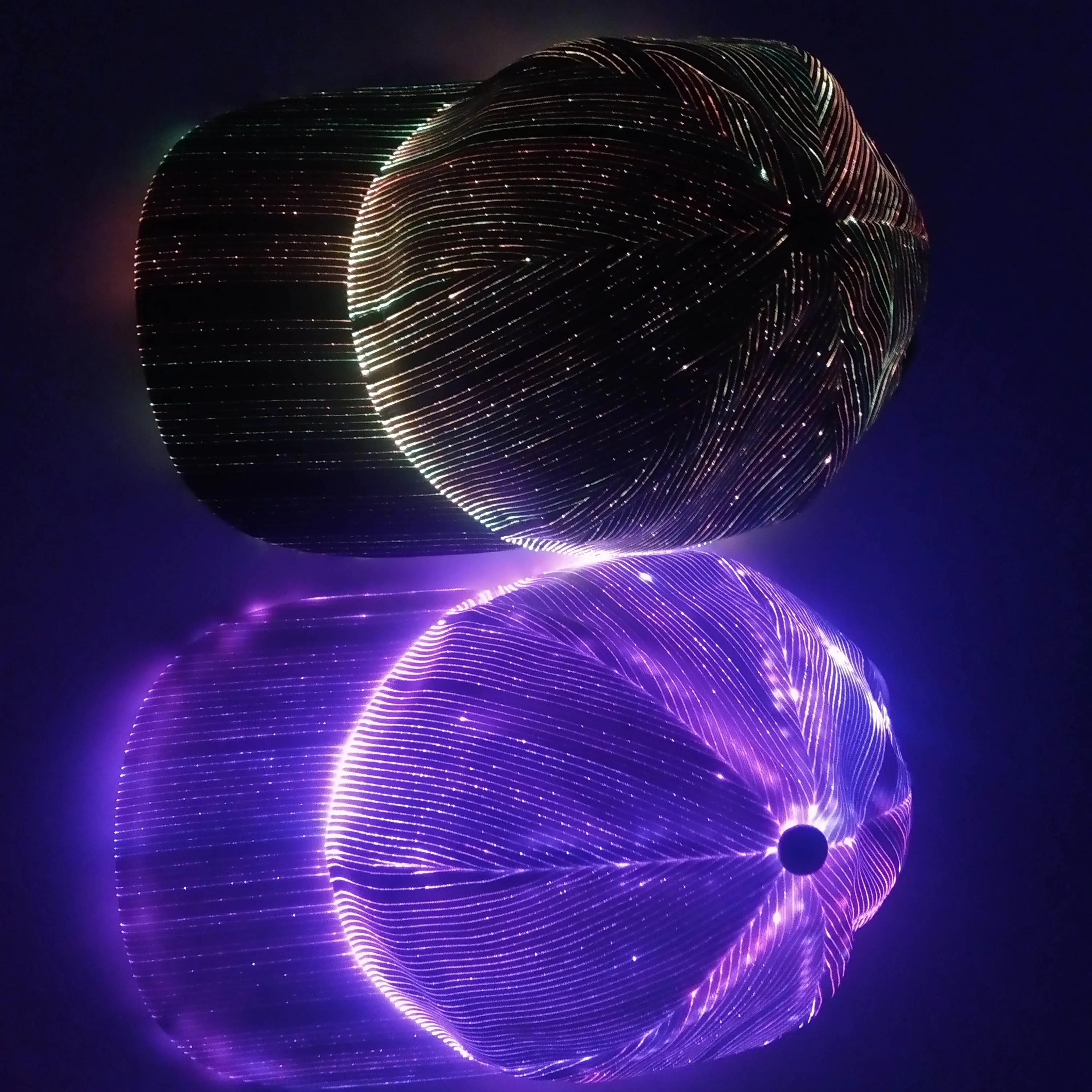 Ecodi  Usb Rechargeable Led Hat Adjustable 7 Colors Glow Led Baseball Cap Fiber Optic Led Rave Hat For Festival Party