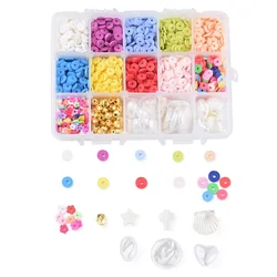Amazon 15 Slots Flat DIY Flower Shell Polymer Clay Beads Kits For Jewelry Making
