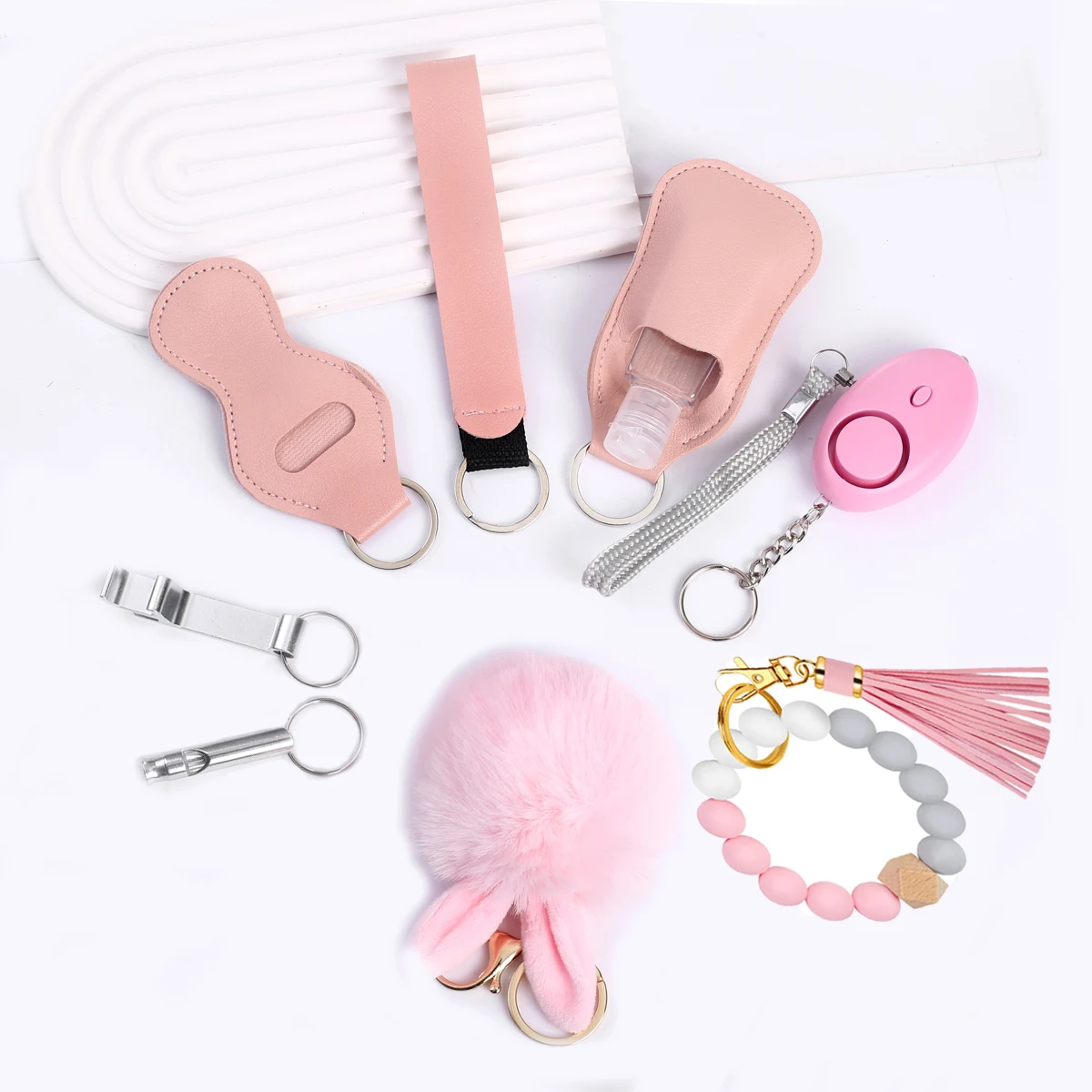 Wholesale Supplies Llaveros Personalizados Accessories Protection Key Chains Set For Women Safety Wristlet Self Defense Keychain