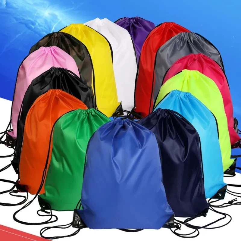 Summer Thicken Waterproof Polyester Drawstring Bag Outdoor Portable Sports Gym Drawstring Bag Backpacks