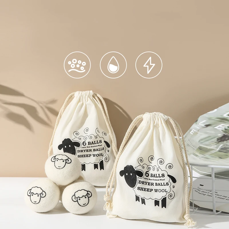 Wholesale 6 Pack Eco Friendly 100% Organic New Zealand Laundry Wool Felt Dryer Balls 100% organic premium wool dryer balls