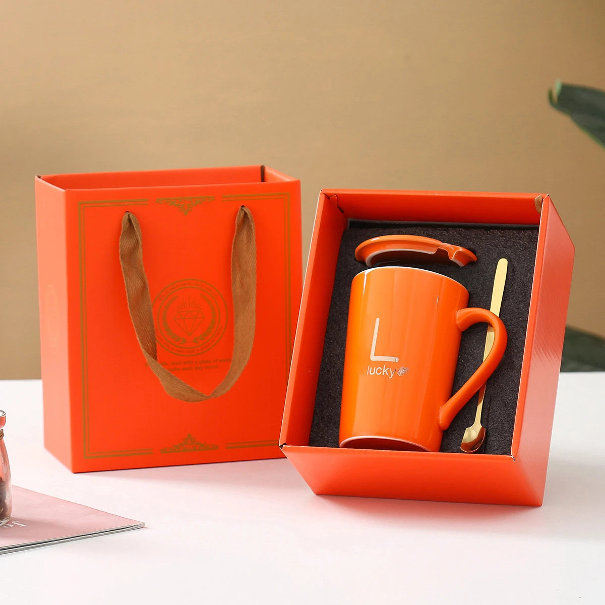 Light luxury mug set packaging gift box and bag ceramic coffee cups packing gift box