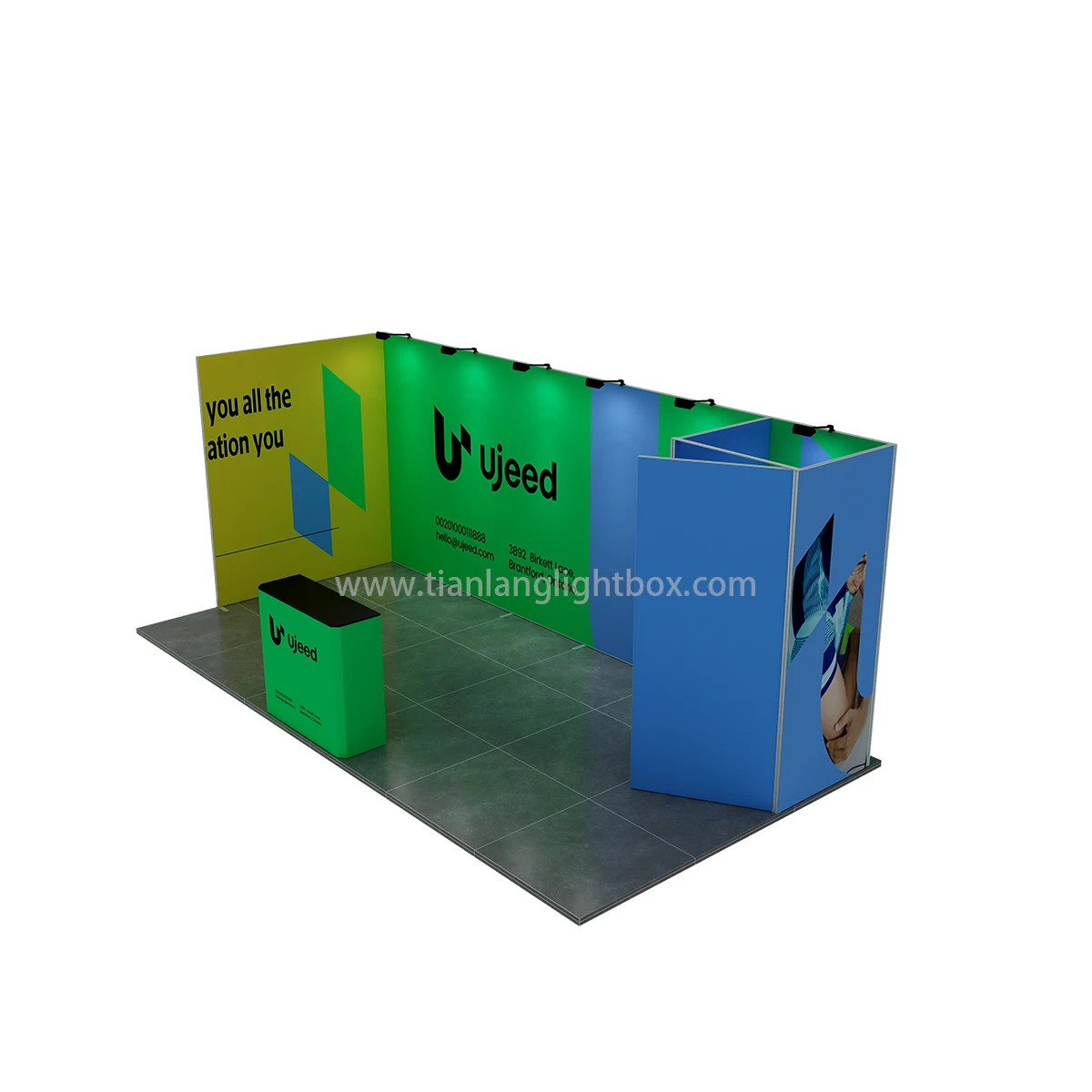 TianLang The most popular 10x20 modular booth with lightest aluminum frames toolless set up system trade show booth