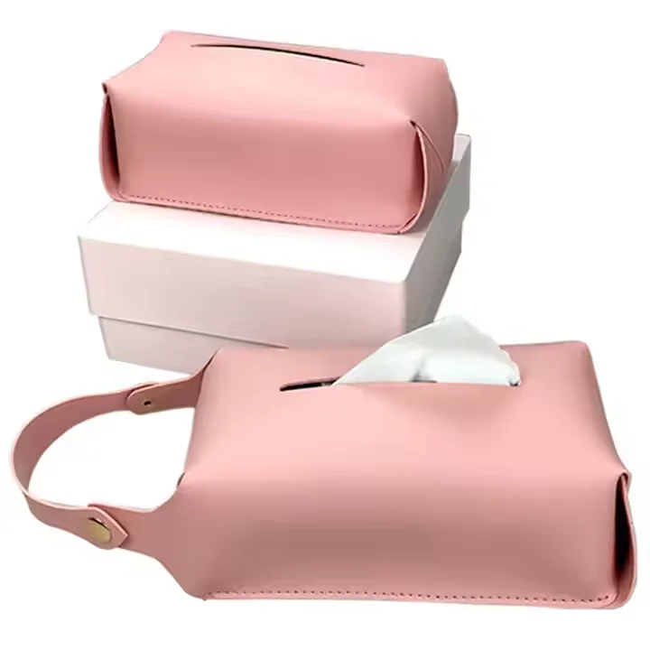 Creative Waterproof Hanging Napkin Container Custom printed PU Leather Toilet Tissue Boxes