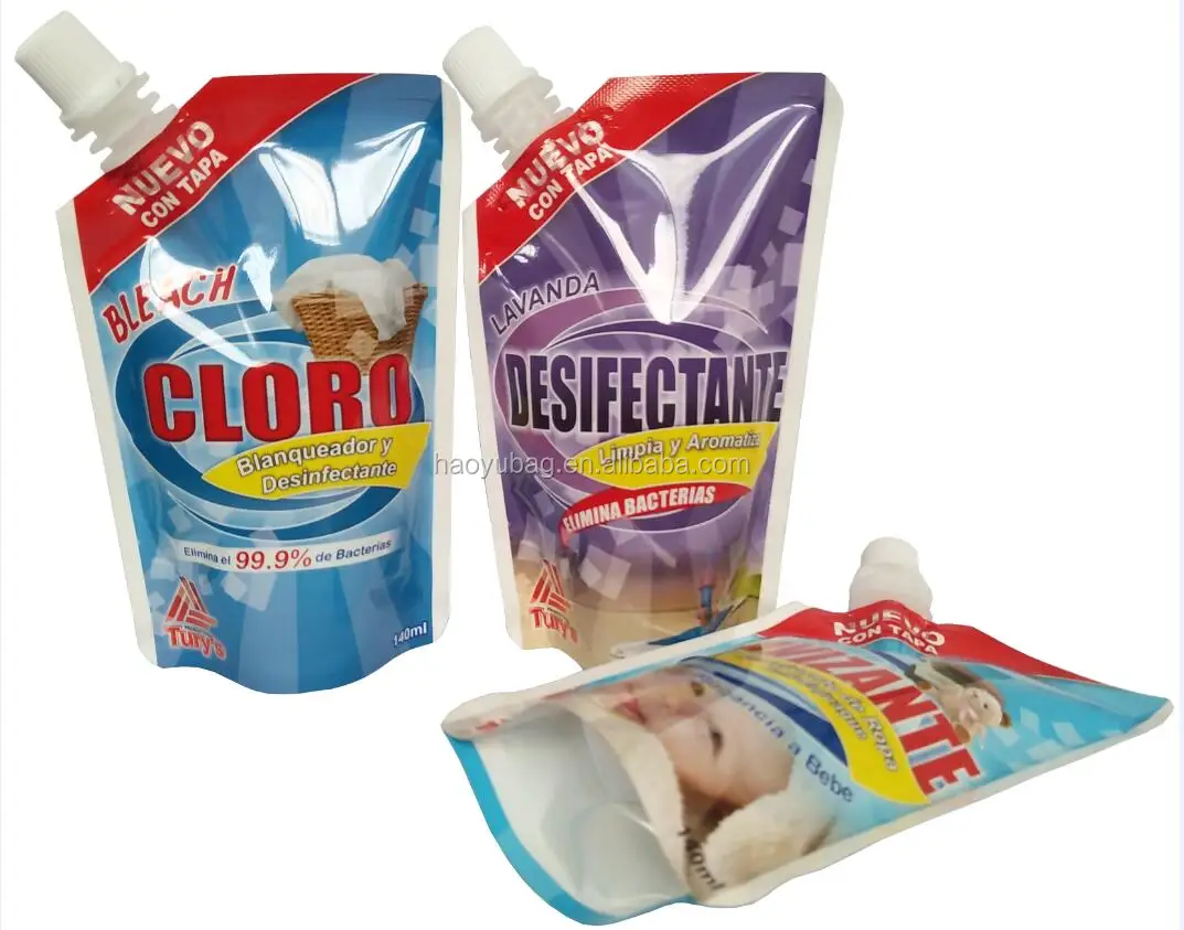 100ml250ml 500ml 750ml 1l Laundry Soap Powder Dishwashing Liquid Packaging Spouted Bag Washing Refill Bags Detergent Spout Pouch
