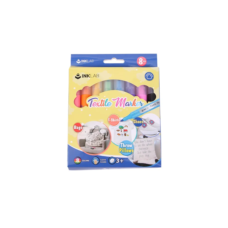 8 Colors permanent textile mini marker set for textile surfaces