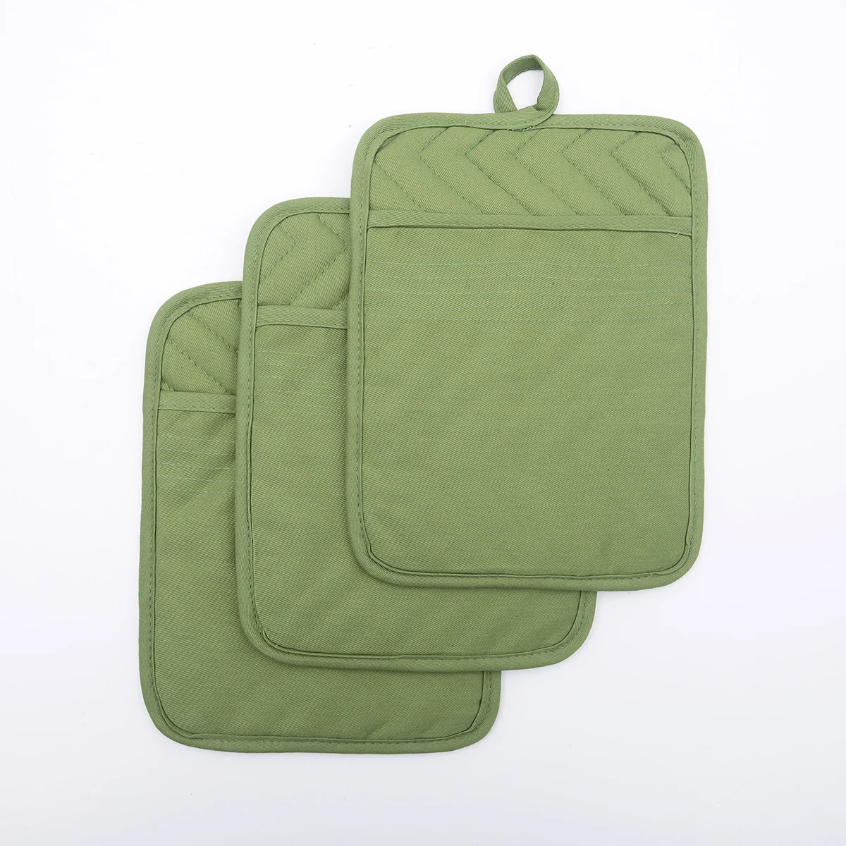Green color 100% cotton  Pot Holder with pocket