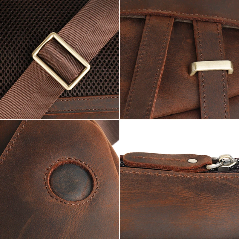 BSCI New Hot Sale Phone Travel Outdoor best crossbody bags Premium Solid Color leather Zipper men sports chest crossbody bag