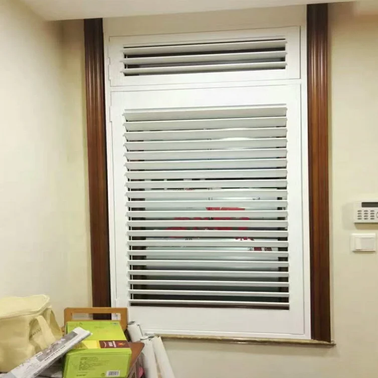 White color upvc shutter for window plantation shutters pvc