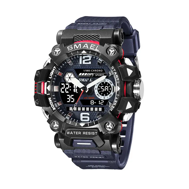 Luxury Men Sport Watch Waterproof led Digital Dual Display Stopwatches relogio masculino SMAEL 8072 Sport Wrist Watch