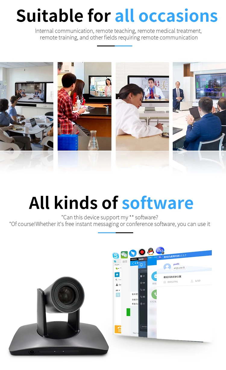 YSX-GT20G image auto tracking conference camera  Webcam PTZ a zoom optique 20x, salle de videoconference HD rencontrant le suivi