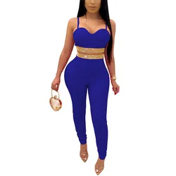 Комплект из двух предметов: топ и брюки-карандаш со стразами