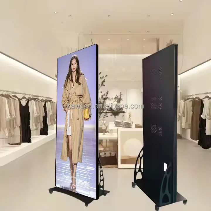 Wholesale P2 Movable Mirror Poster Indoor LED Advertising Acreen LED Poster Display Standing Digital Signage Touch Screen Kiosk