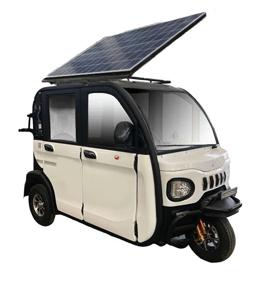 New energy solar panel electric scooter three closed wheel tricycle