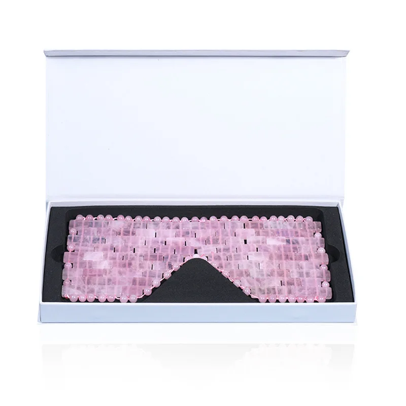 Natural Crystal Rose Quartz Eye Jade Eye Mask Cooling Anti-Aging Facial Massager Pink Gemstone Eye Patch For  Sleep Relation