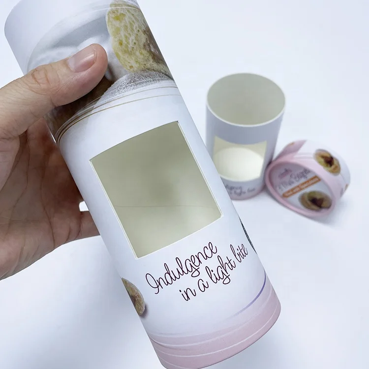 T shirt clothing towel round paper box packaging ice cream cut square opening food grade canister eco tube window